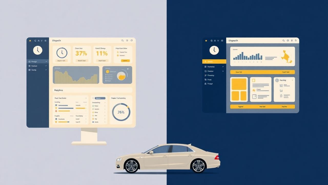 Split illustration comparing a large legacy livery operation and a small modern chauffeur fleet