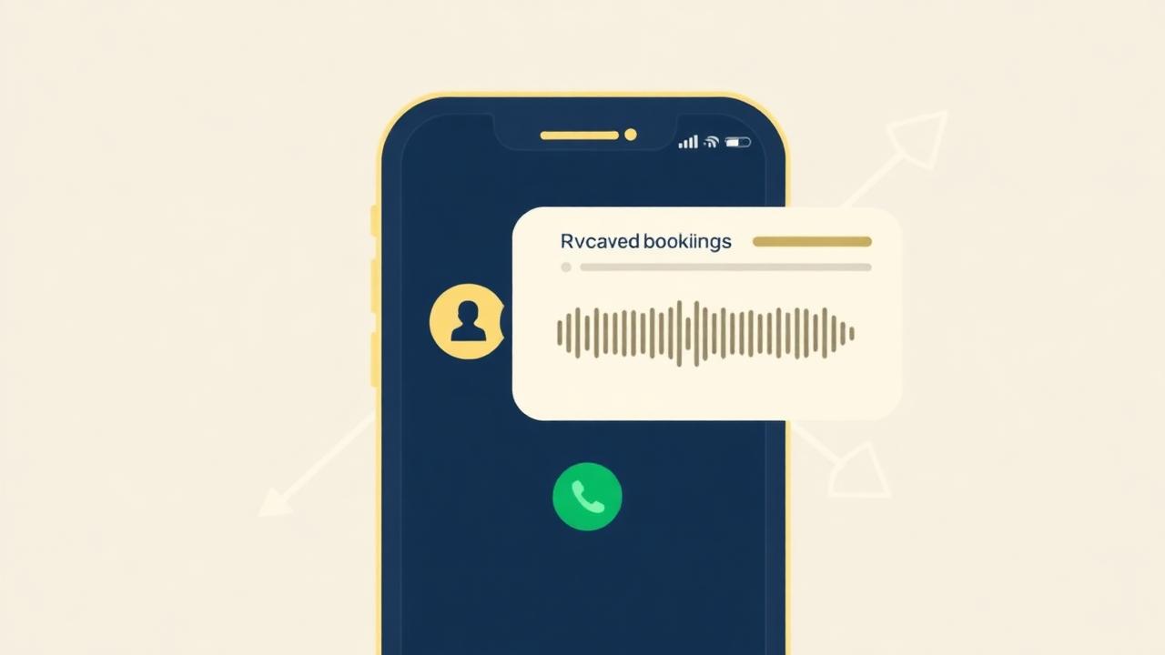 Illustration of a ringing phone with an AI assistant capturing chauffeur booking details
