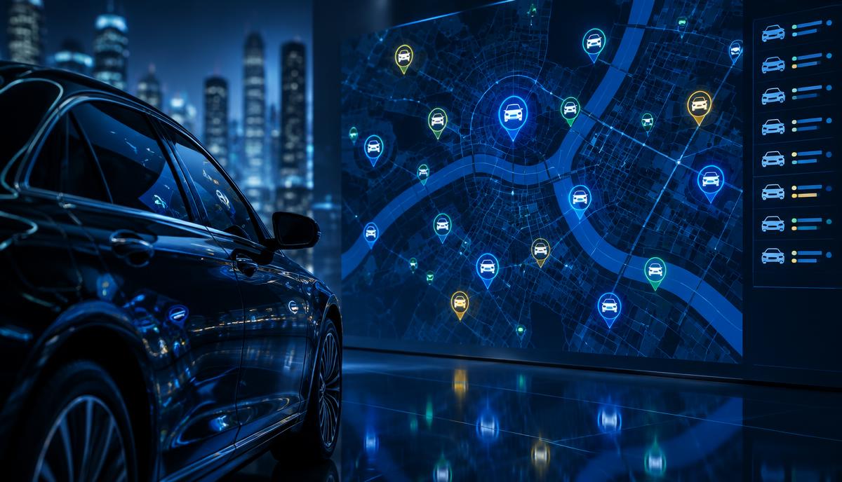 Live map showing chauffeur vehicles tracked during active jobs